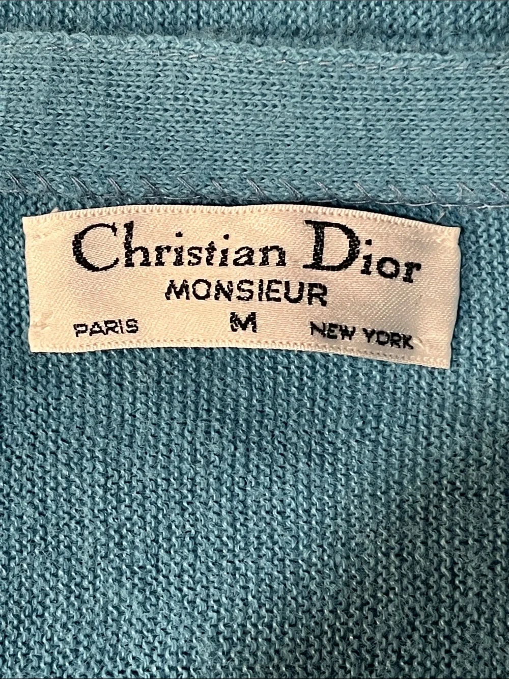 Christian Dior Monsieur | Blue Orion Acrylic cardigan sweater  Mens size M vtg